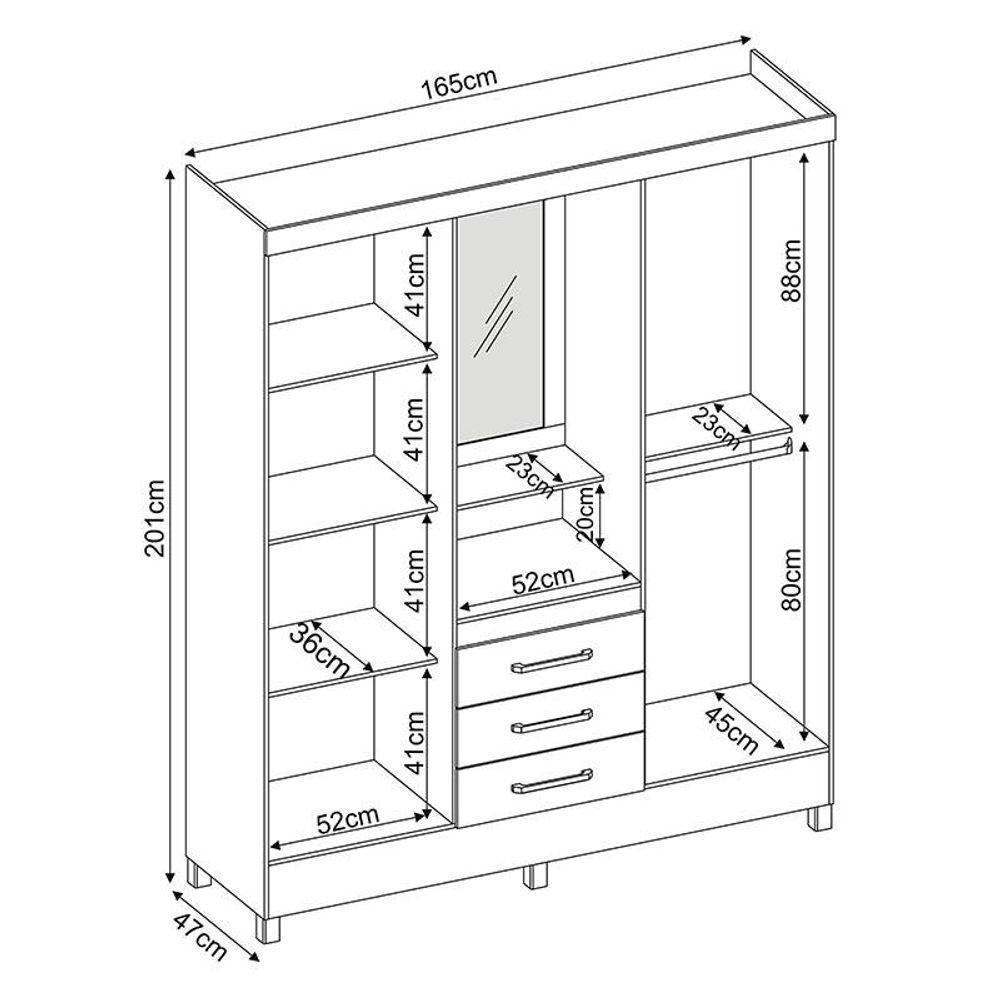 Guarda Roupa Infantil Capelinha Pérsia Branco Flex - Demóbile - 2