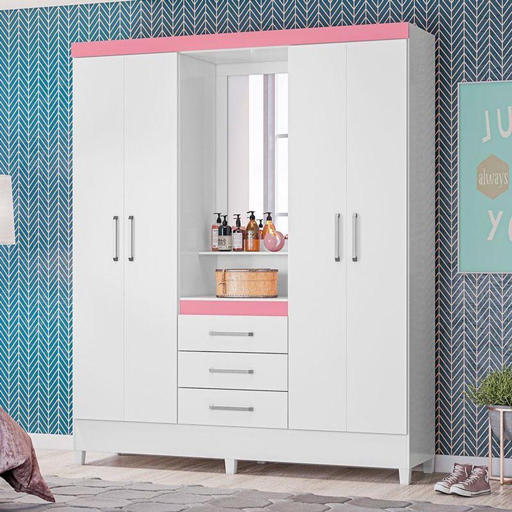 Guarda Roupa Infantil Capelinha Pérsia Branco Flex - Demóbile - 4