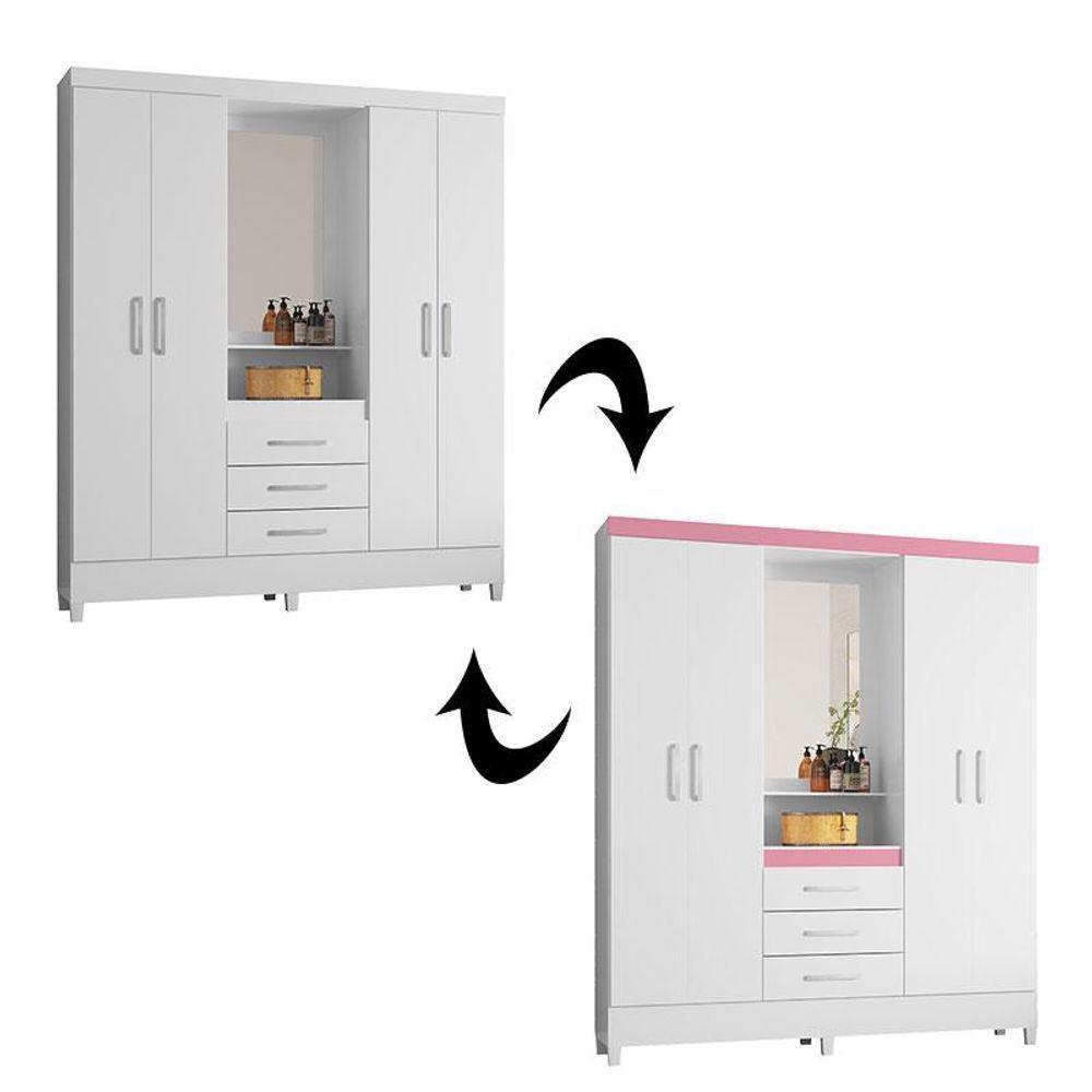 Guarda Roupa Infantil Capelinha Pérsia Branco Flex - Demóbile - 5