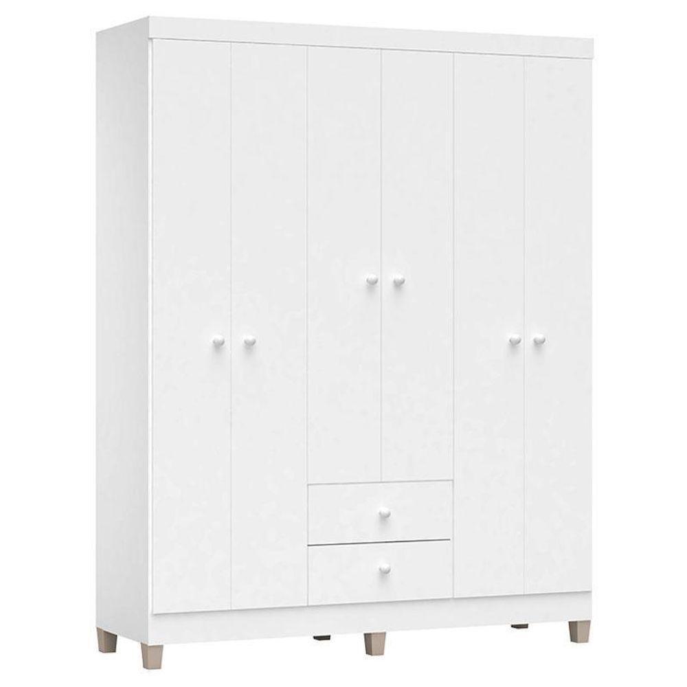 Quarto De Bebê 6 Portas Ternura Baby Com Berço Americano 100 Branco Brilho Com Colchão Ortobom - 2
