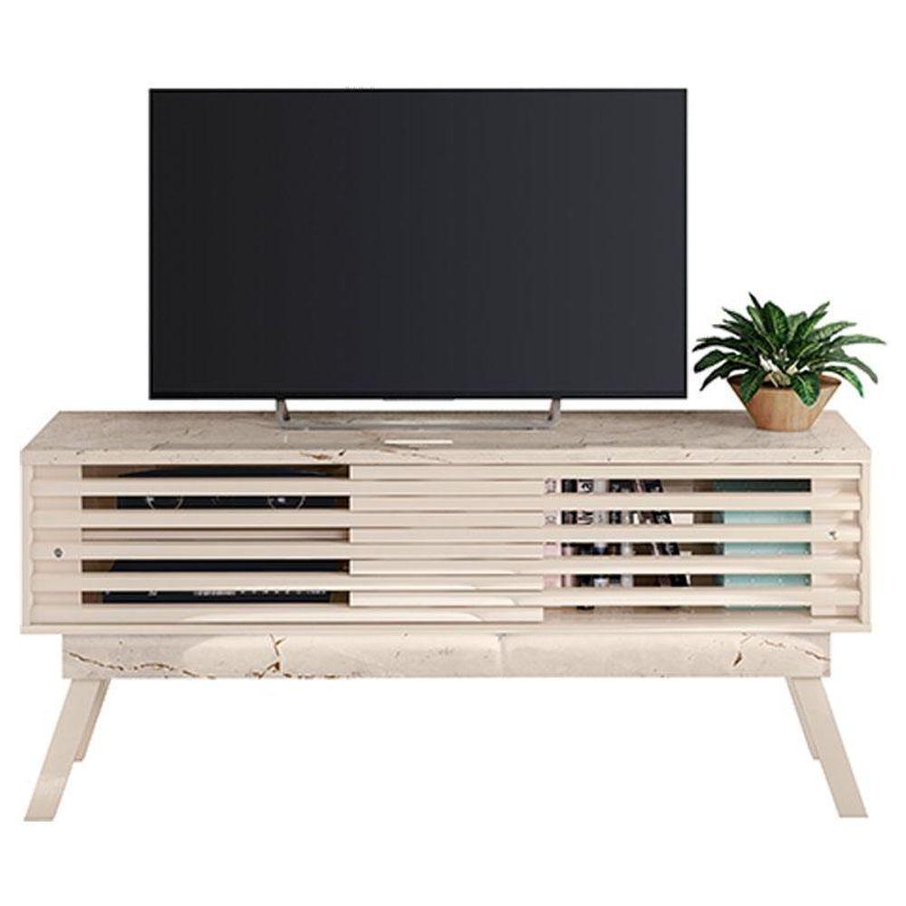 Estante Home Theater Com Bancada Frizz Premium Calacata Off White - Madetec - 6