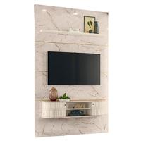 Estante Home Theater Com Bancada Suspensa Monte Carlo Calacata Off White - Madetec - 1