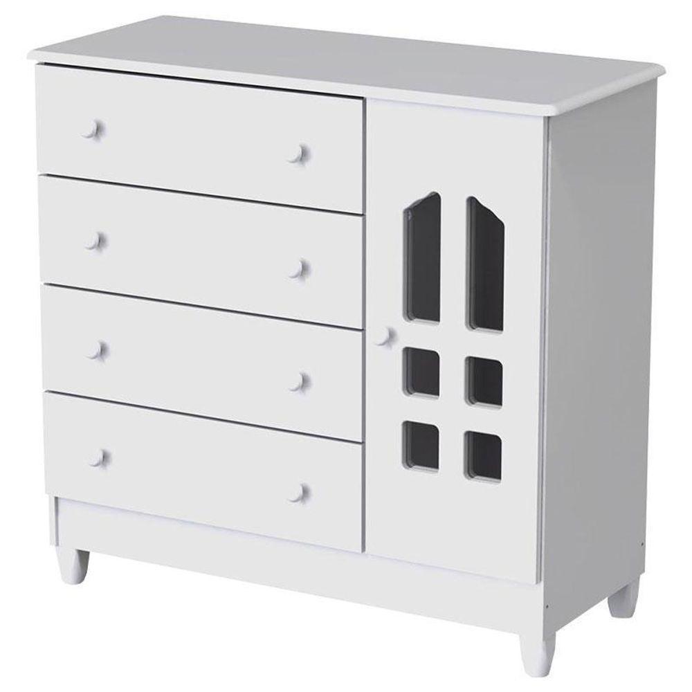 Berço Americano Mirelle E Cômoda Infantil Selena Branco Brilho Com Colchão - Carolina - 4