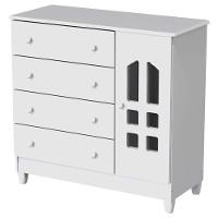 Berço Americano Mirelle E Cômoda Infantil Selena Branco Brilho Com Colchão - Carolina