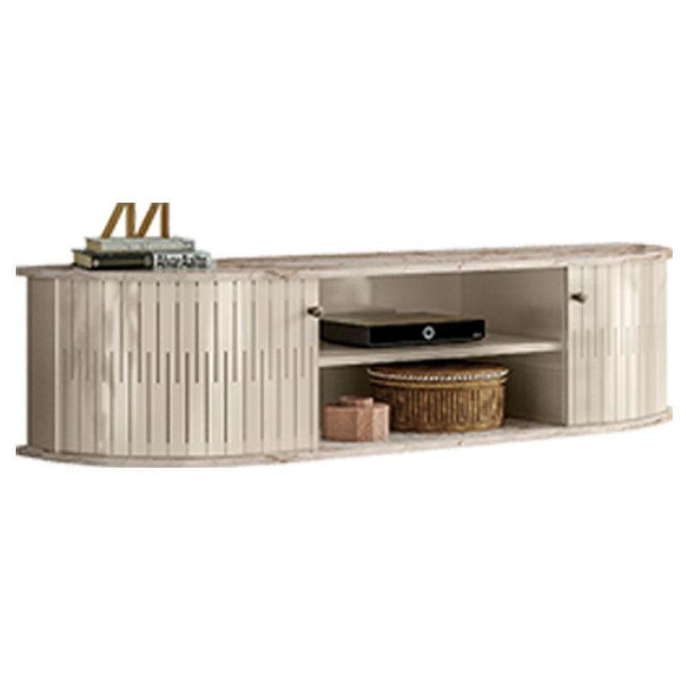 Estante Home Theater Com Bancada Suspensa Monte Carlo Com Mesa De Centro Indianápolis Calacata Off White - Madetec - 9