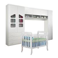 Quarto De Bebê Completo Eloisa Com Berço Lila Branco Brilho - Phoenix - 1