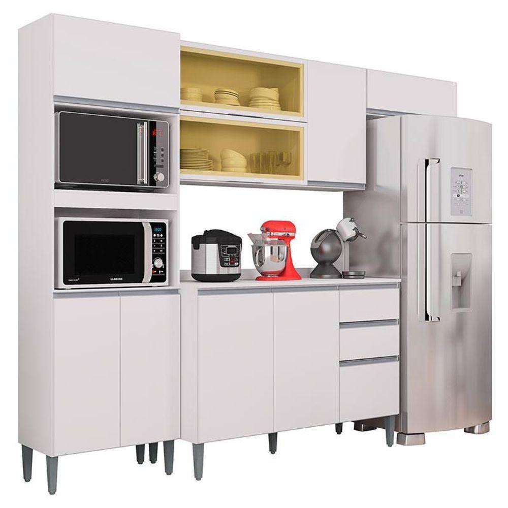 Cozinha Ambiente Aline Balcão Com Tampo Branco - Poquema - 3