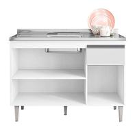 Balcão De Pia Tatiane 120 Cm E Armário Cozinha Kit Alice Branco Brilho - Ajl - 5