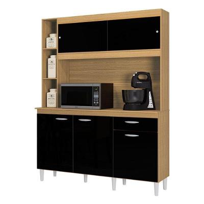 Cozinha Ambiente Kit Duda 140 Cm Damasco Preto - Poquema