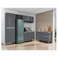 Cozinha Ambiente Vanessa E Balcão De Pia Tatiane 120 Cm Cinza Fosco - Ajl - 1