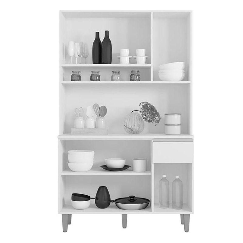 Balcão De Pia Tatiane 120 Cm E Armário Cozinha Kit Márcia Ambiente Preto Fosco - Ajl - 2