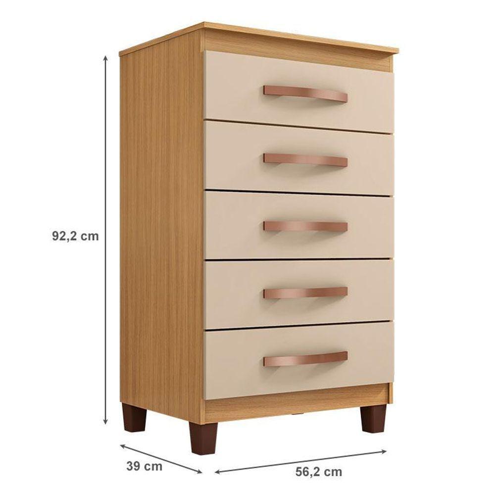 Cômoda Catar 5 Gavetas Carvalho Americano Off White - Incorplac - 2