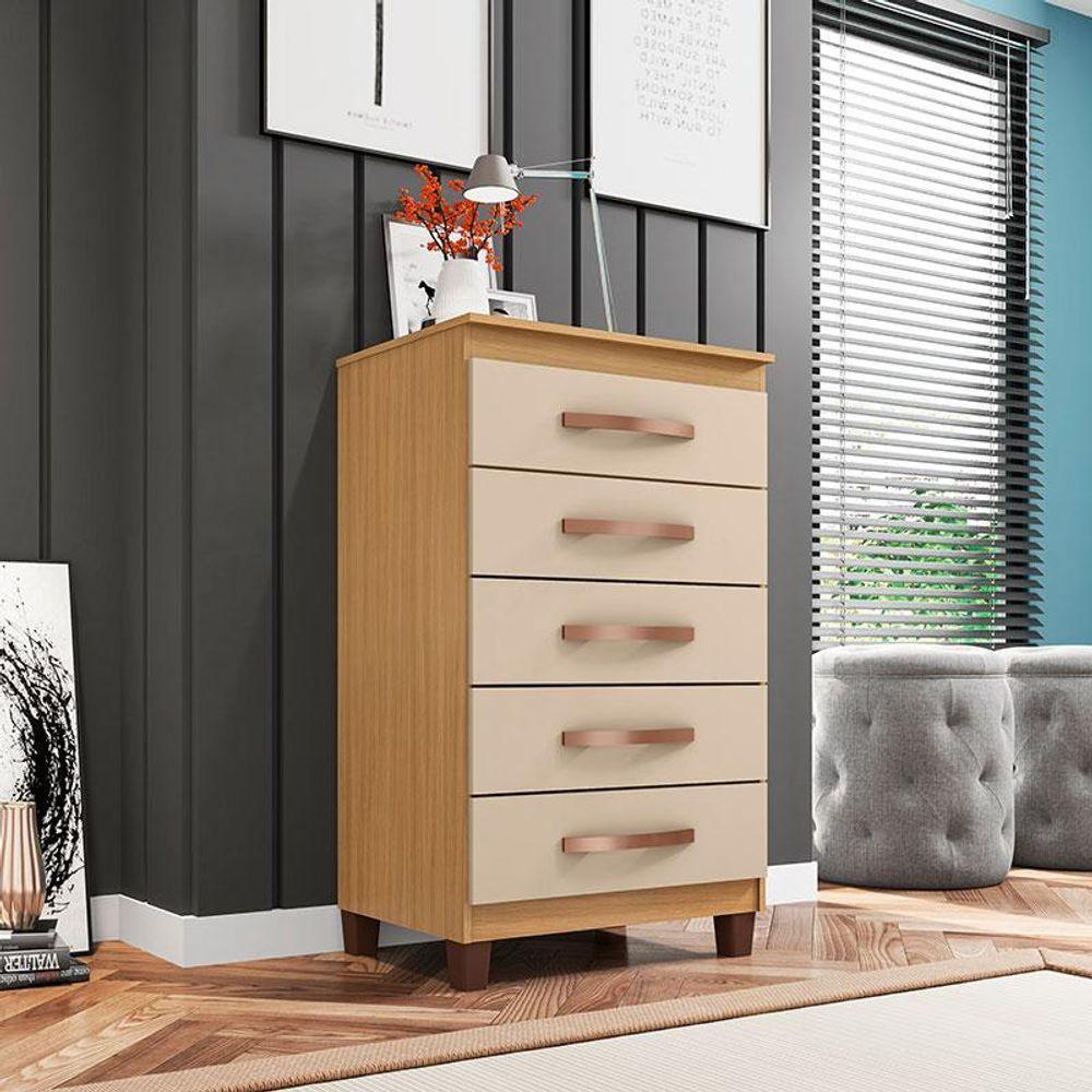 Cômoda Catar 5 Gavetas Carvalho Americano Off White - Incorplac - 3