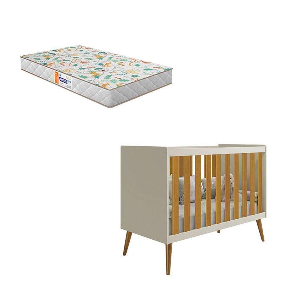 Berço Americano Isis Areia Acetinado Savana Com Colchão Gazin - Reller - 1
