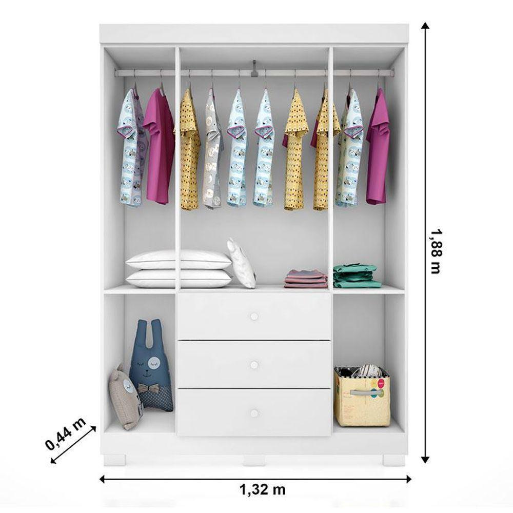 Quarto De Bebê Ane Com Berço Americano Lara Branco Brilho Com Colchão Ortobom - Phoenix Baby - 6