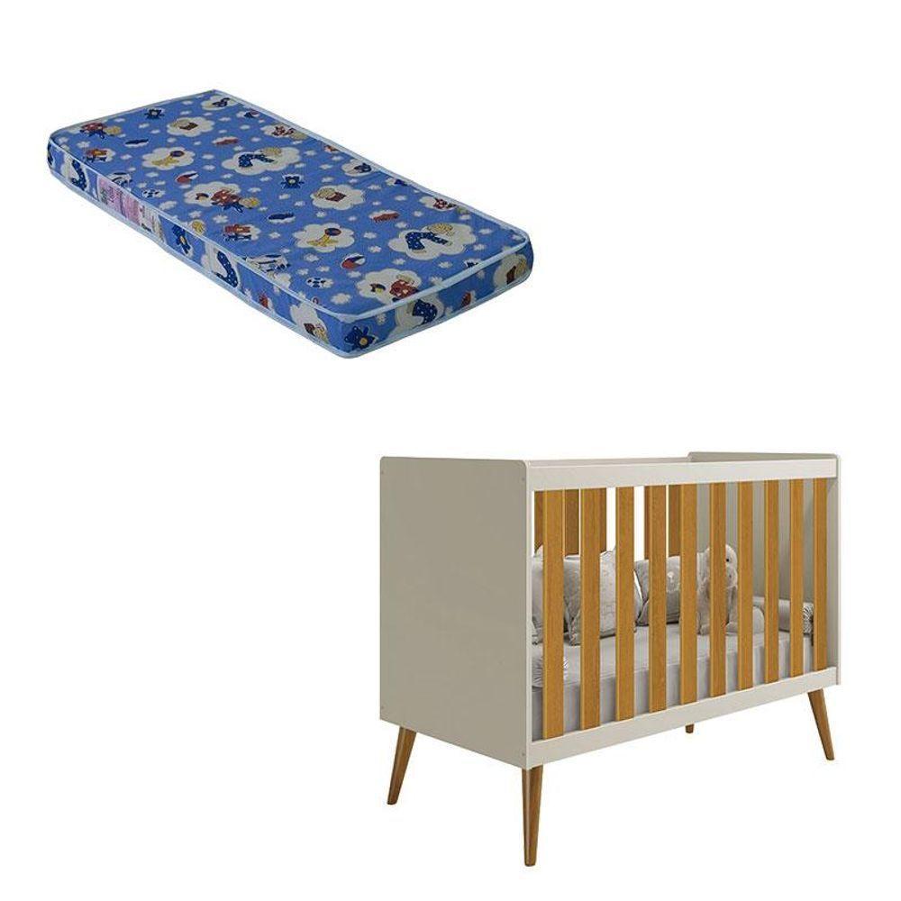 Berço Americano Isis Areia Acetinado Savana Com Colchão Ortobom - Reller - 1