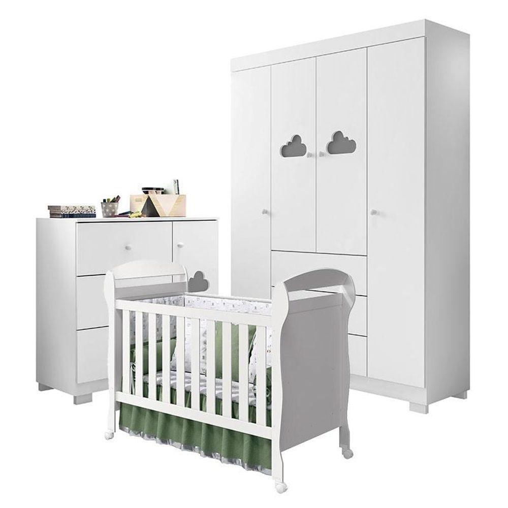 Quarto De Bebê Ane Com Berço Americano Danny Branco Brilho - Phoenix Baby - 1