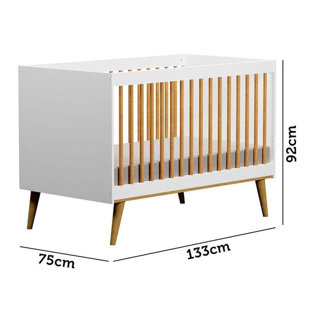 Quarto De Bebê Duda Com Berço Americano Ligia Branco Acetinado Bétula E Colchão Gazin Móveis - 7