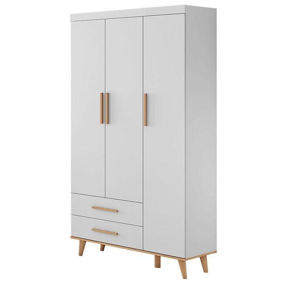 Quarto De Bebê Ludmila Com Berço Ligia Branco Acetinado Bétula Com Colchão Gazin - Carolina Móveis - 3