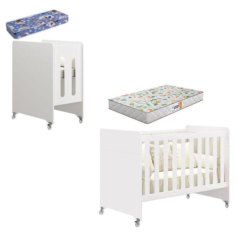 Berço Americano Evolution 4 Em 1 Branco Acetinado Com Colchão Mini E Colchão Americano Gazin - 1