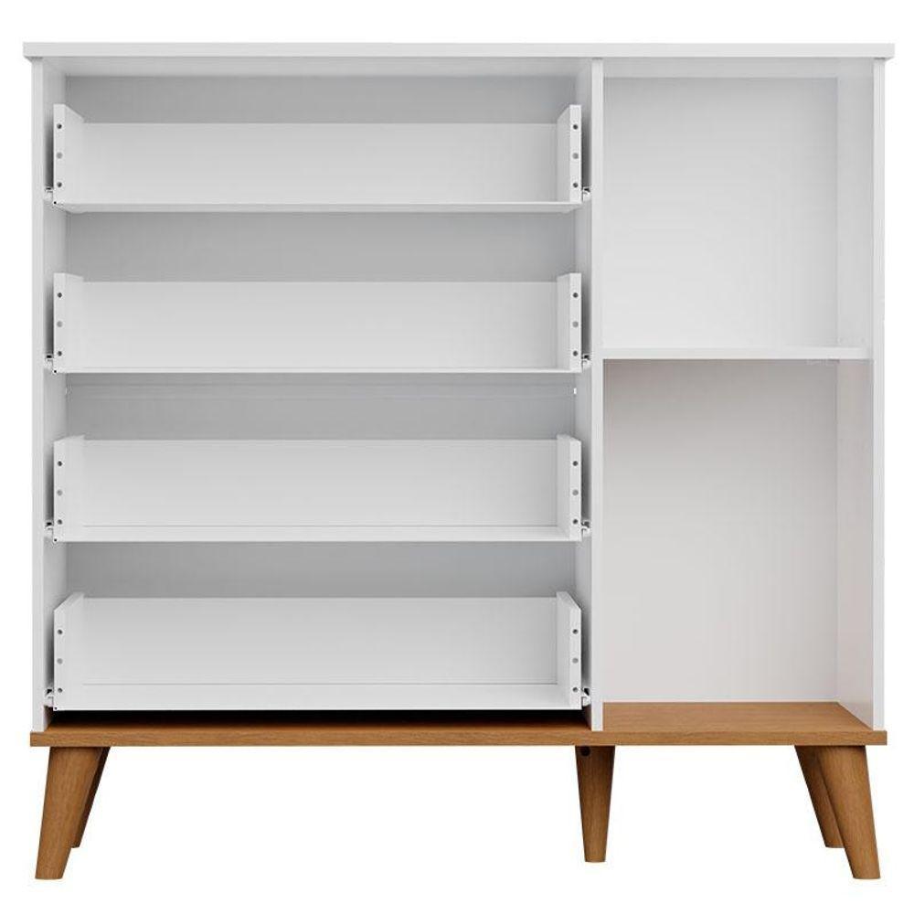 Quarto De Bebê Duda Com Berço Americano Ligia Branco Acetinado Bétula E Colchão Ortobom Móveis - 4