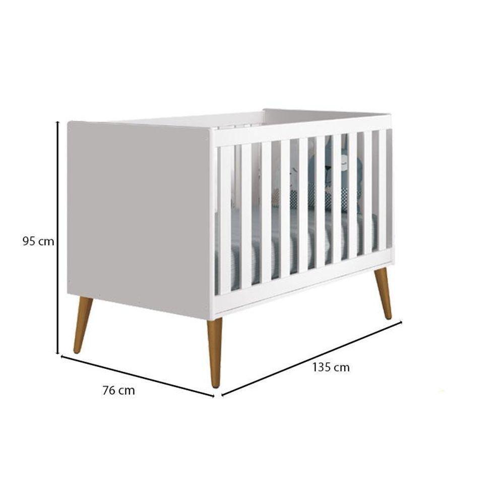 Berço Americano E Cômoda Infantil 1 Porta Theo Branco Pés Amadeirados Com Colchão Gazin - Reller - 5