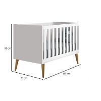 Berço Americano E Cômoda Infantil 1 Porta Theo Branco Pés Amadeirados Com Colchão Gazin - Reller - 5