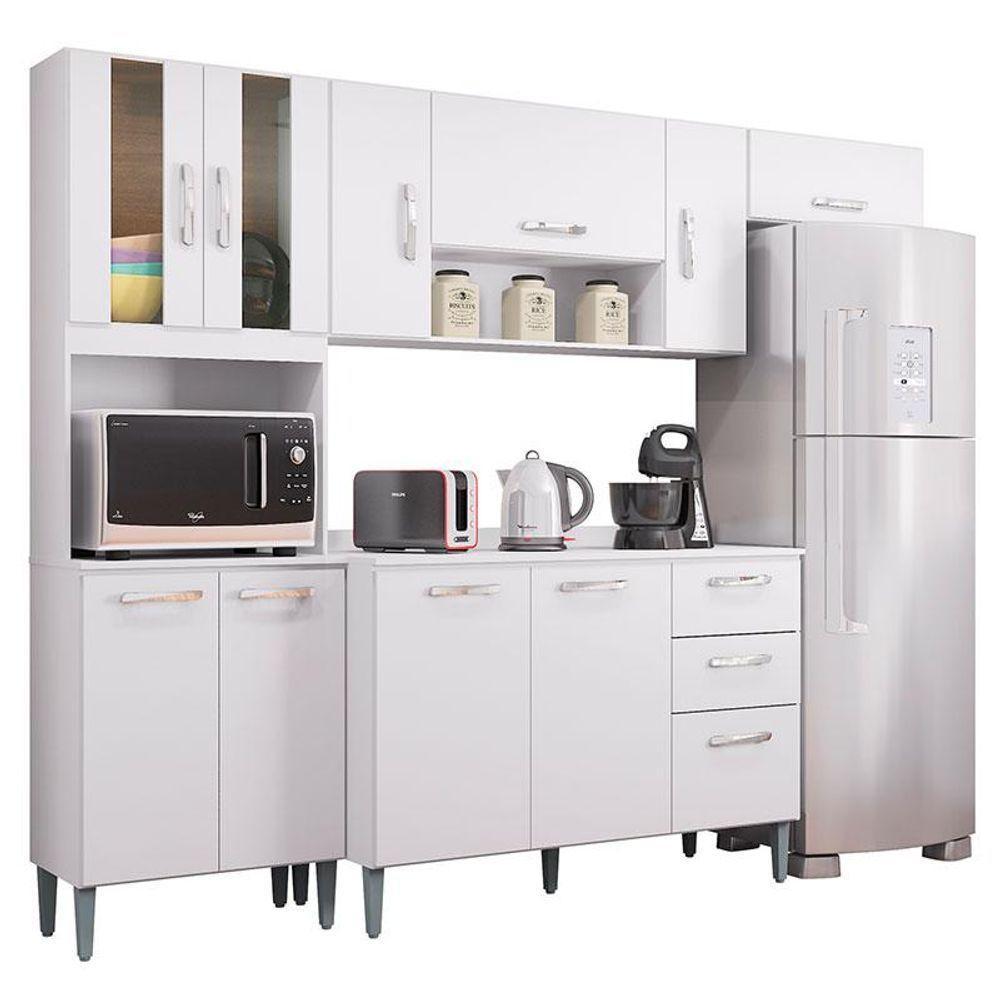 Cozinha Lavínia Balcão Com Tampo Branco - Poquema - 1