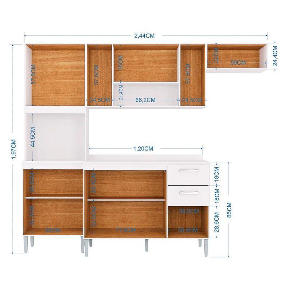 Cozinha Lavínia Balcão Com Tampo Branco - Poquema - 2