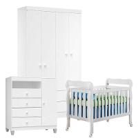 Quarto De Bebê 4 Portas Ternura Baby Com Berço Lila Branco Brilho - Incorplac - 1