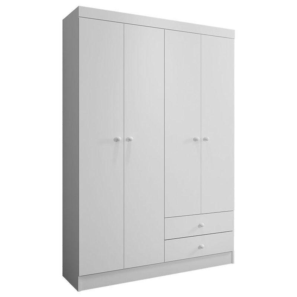 Cômoda E 02 Guarda Roupa Louise E Sapateira Laís Branco Brilho - Ajl - 4