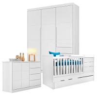 Quarto De Bebê Blenda Com Berço Multifuncional Cleo Branco Acetinado - Phoenix - 1
