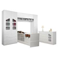 Quarto De Bebê Completo Eloisa Com Berço Multifuncional Selena Branco Brilho - Phoenix - 1
