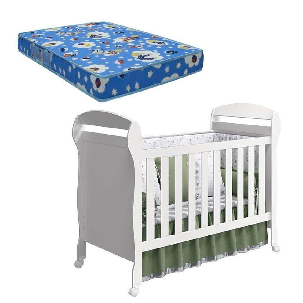 Berço Americano Danny Branco Brilho Com Colchão Ortobom - Reller - 1