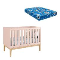 Berço Americano New Classic Rosa Com Pés Madeira Natural E Colchão Ortobom - Reller - 1