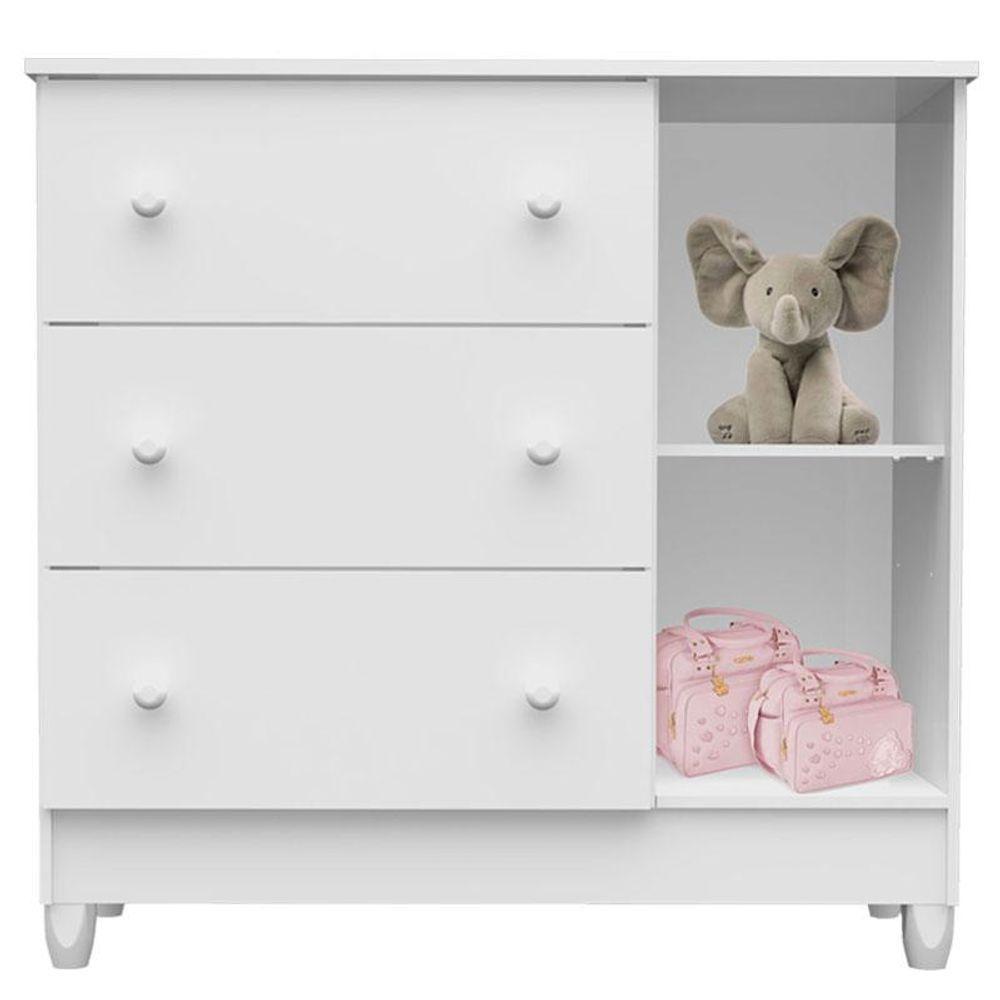 Quarto De Bebê Mariah 3 Portas Com Berço Lara Branco Brilho - Carolina - 4