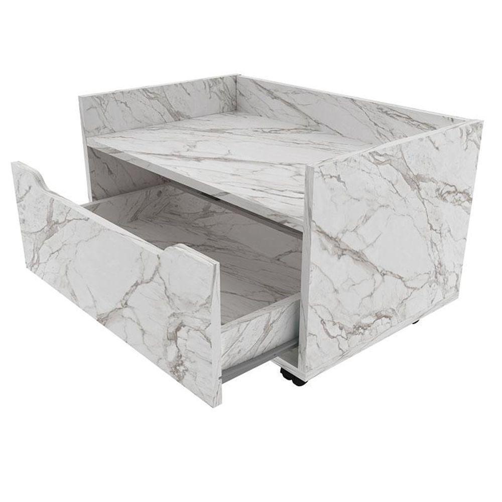 Balcão Gabinete Para Banheiro Ambiente Bn3647 Mármore Branco - Tecnomobili - 3