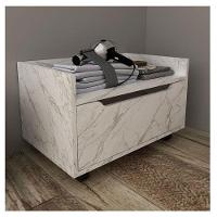 Balcão Gabinete Para Banheiro Ambiente Bn3647 Mármore Branco - Tecnomobili - 1