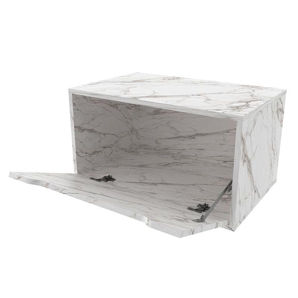 Balcão Gabinete Para Banheiro Suspenso Ambiente Bn3646 Mármore Branco - Tecnomobili - 3