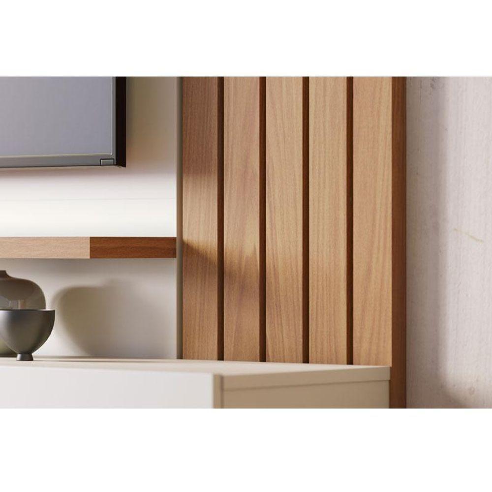 Painel Para Tv Home Suspenso Ambiente Juriti 1.8 Off White Matte Freijó - Colibri - 2