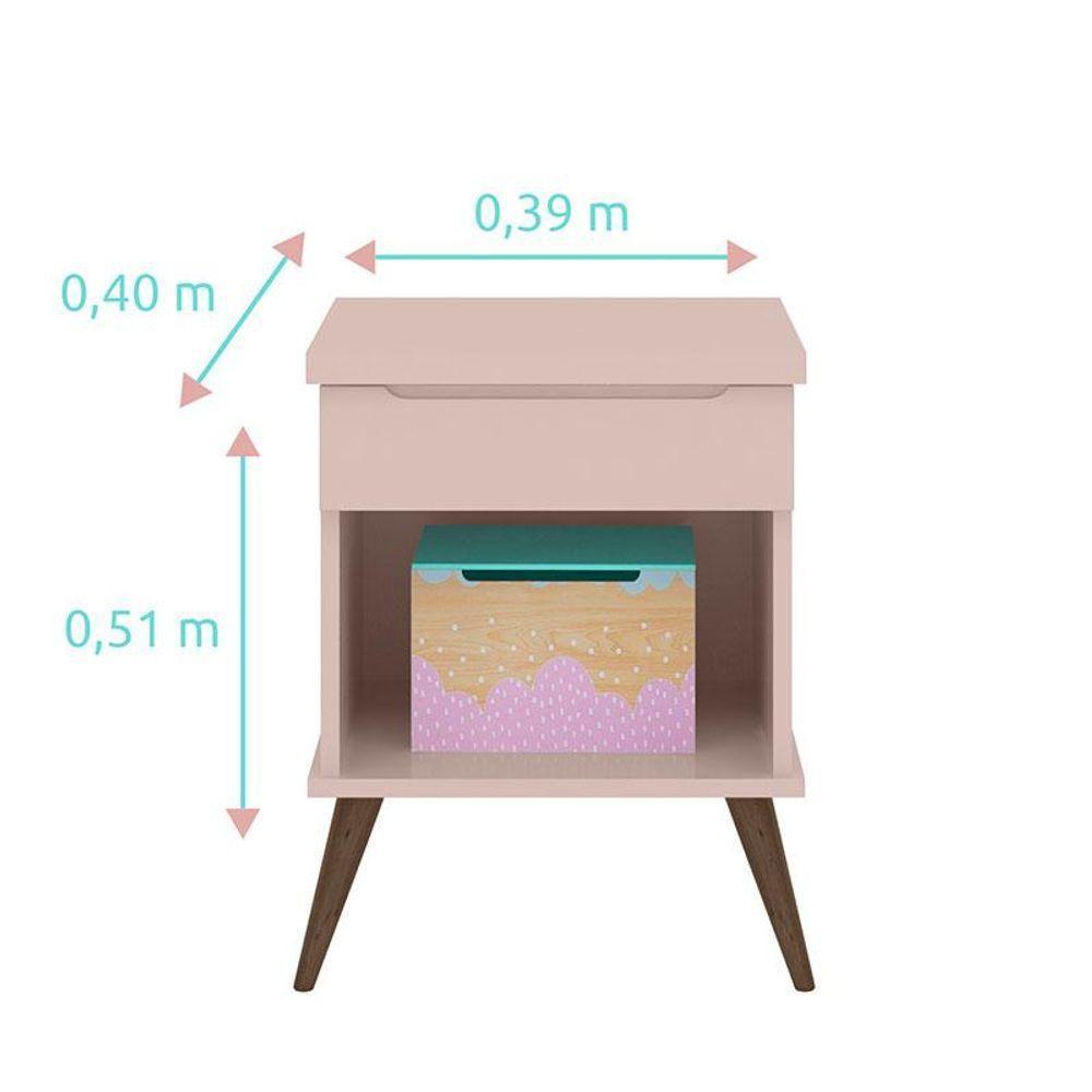 Cômoda Infantil Com Porta E Mesa De Apoio Alice Rosa Acetinado - Phoenix - 2