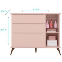 Cômoda Infantil Com Porta E Mesa De Apoio Alice Rosa Acetinado - Phoenix - 3