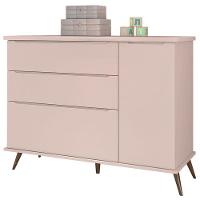 Cômoda Infantil Com Porta E Mesa De Apoio Alice Rosa Acetinado - Phoenix - 4