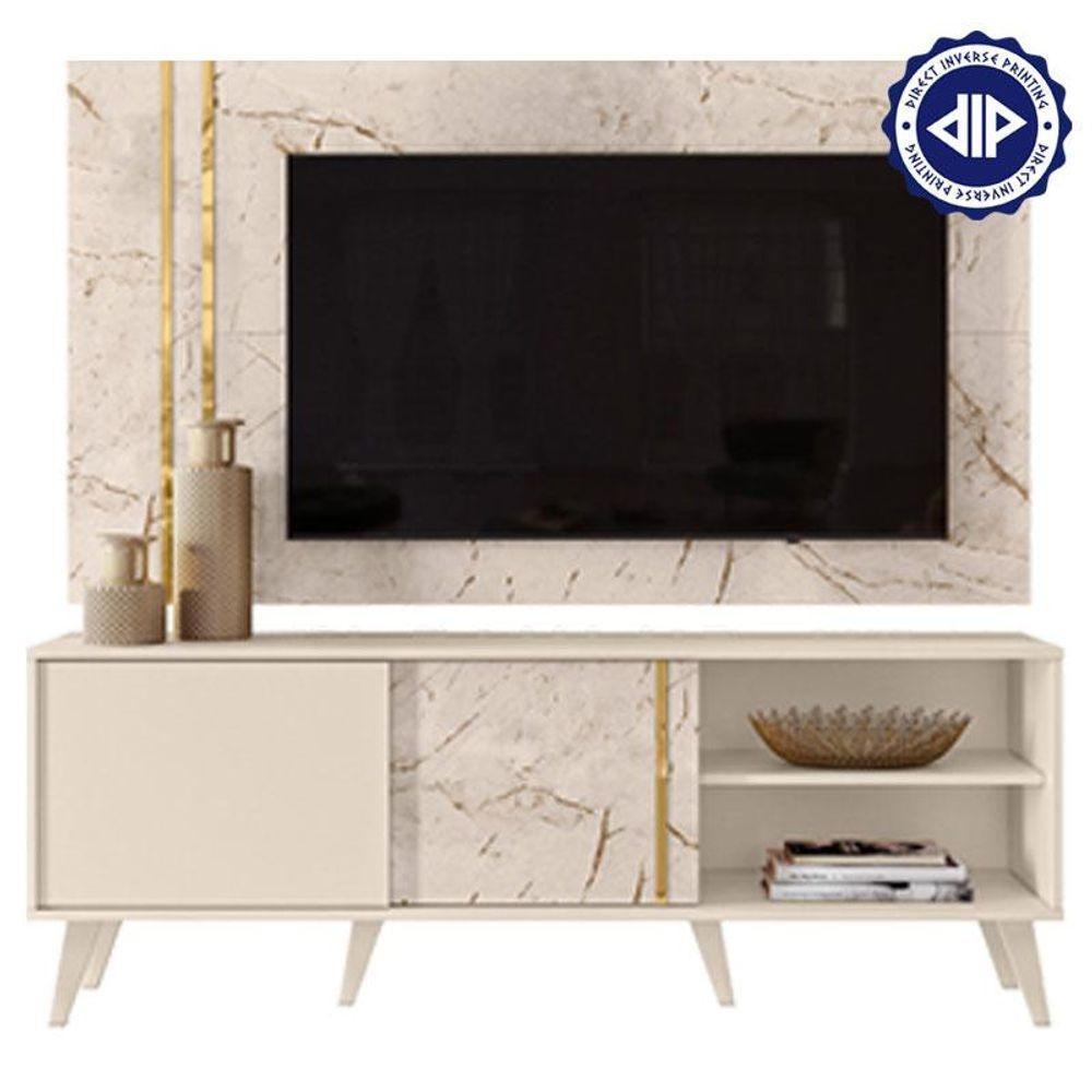 Rack Bancada E Painel Para Tv Cronos Com Aparador Estoril E Mesa De Centro Indianápolis Calacata Off White - Madetec - 9