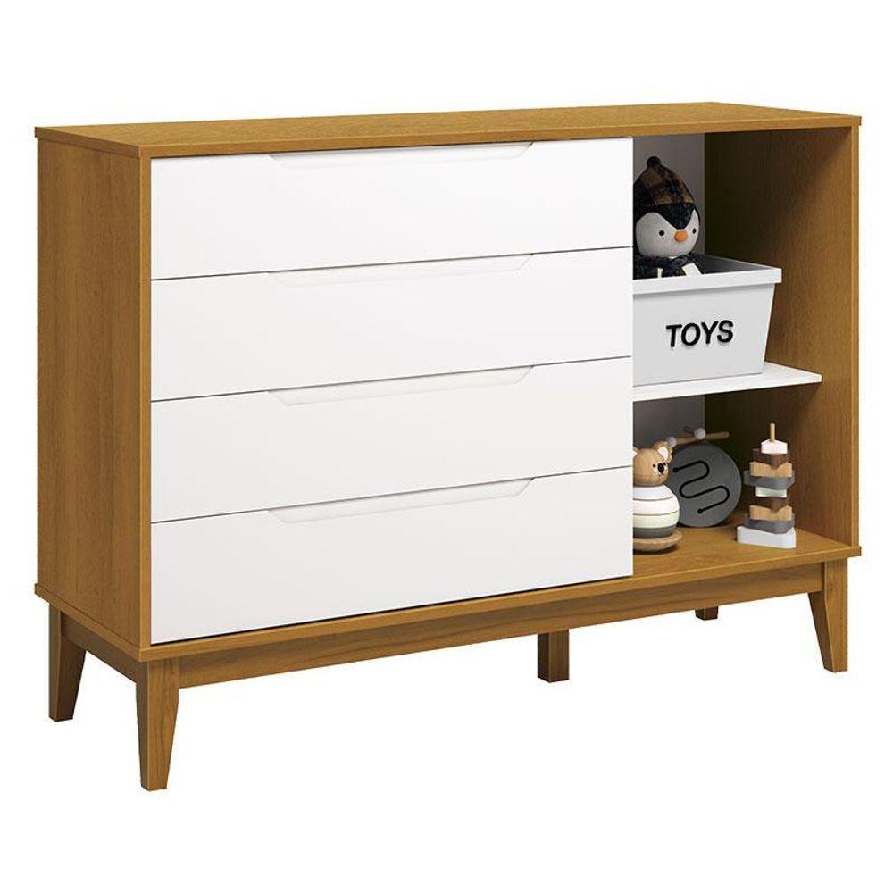 Cômoda Com Porta Classic Elfe Branco Acetinado Savana Amadeirado - Reller - 3