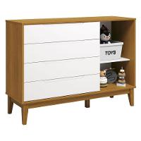 Cômoda Com Porta Classic Elfe Branco Acetinado Savana Amadeirado - Reller - 3