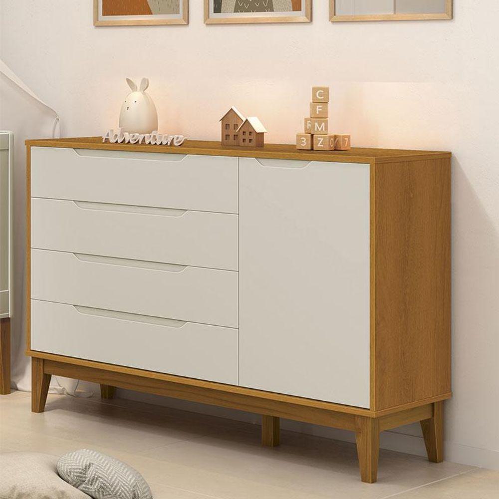 Cômoda Com Porta Classic Elfe Areia Acetinado Savana Amadeirado - Reller - 2