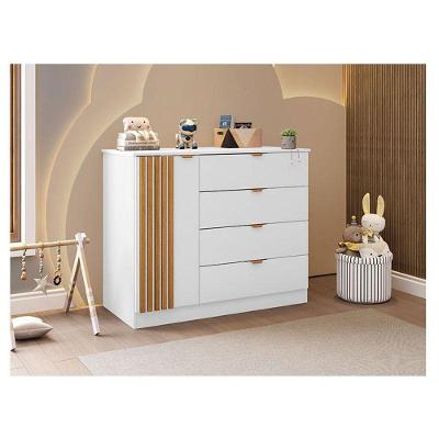 Cômoda Infantil Ayla 4 Gavetas em MDF com Puxadores de Alumínio Branco Acetinado