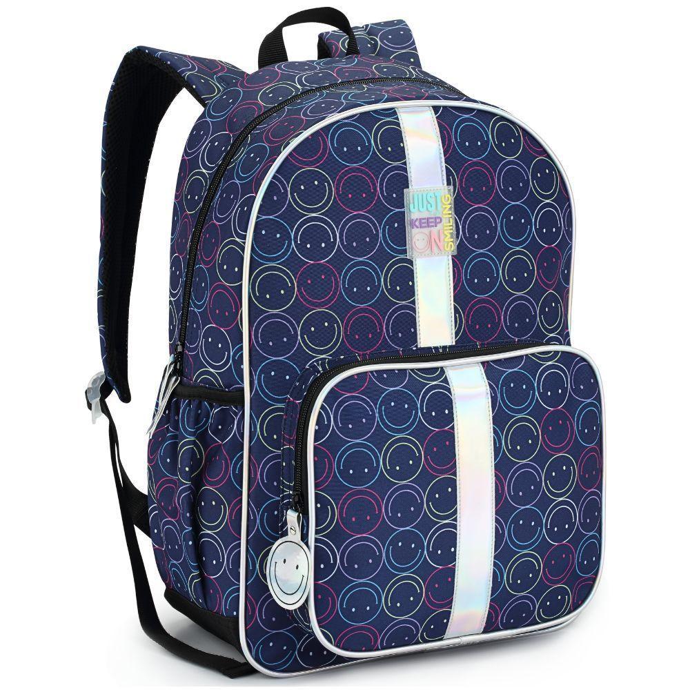 Mochila De Costas Just Keep On Smiling For Girls Denlex Azul - 1