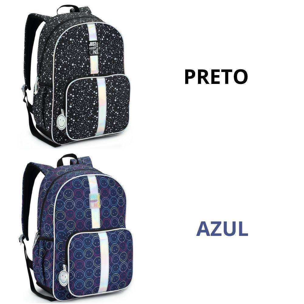 Mochila De Costas Just Keep On Smiling For Girls Denlex Azul - 2